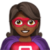 🦸🏾‍♀️ woman superhero: medium-dark skin tone display on Apple